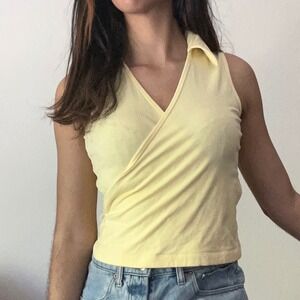 No Boundaries‎ Yellow Tank Top Wrap Sleeveless Collared Y2K Medium